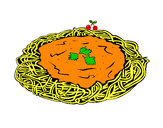 Dibujo Espaguetis con queso pintado por shofita