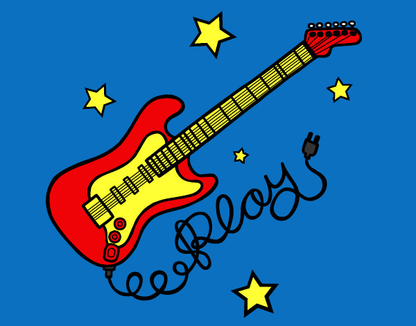 Dibujo Guitarra y estrellas pintado por E-girl