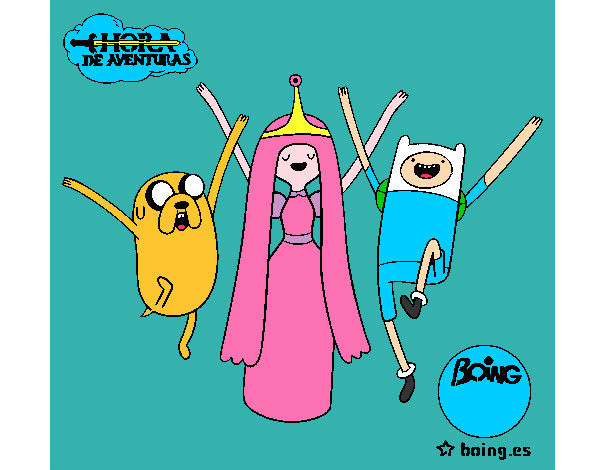 Dibujo Jake, Princesa Chicle y Finn pintado por Andrew21