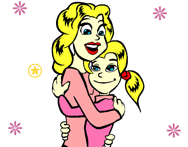 Dibujo Madre e hija abrazadas pintado por giulianas