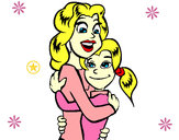 Dibujo Madre e hija abrazadas pintado por giulianas