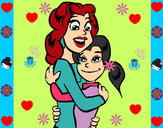 Dibujo Madre e hija abrazadas pintado por Kennielys