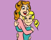 Dibujo Madre e hija abrazadas pintado por queyla