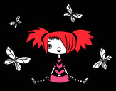 Dibujo Niña con mariposas pintado por LizzyNick