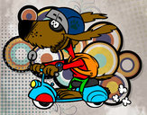 Dibujo Perro motorista pintado por gerrerillo