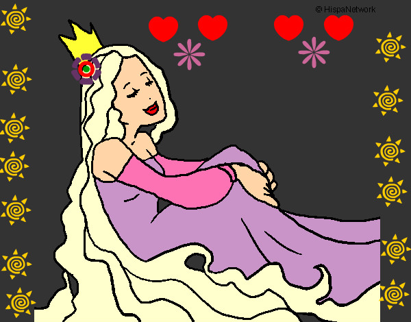 Dibujo Princesa relajada pintado por fati07