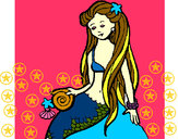 Dibujo Sirena con caracola pintado por Beleem