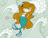 Dibujo Sirena con los brazos en la cardera pintado por McSweet