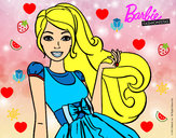 Dibujo Barbie con su vestido con lazo pintado por acepto