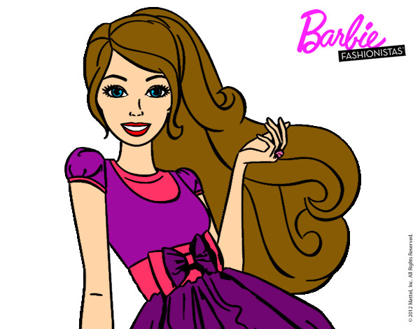 Dibujo Barbie con su vestido con lazo pintado por fisgona12