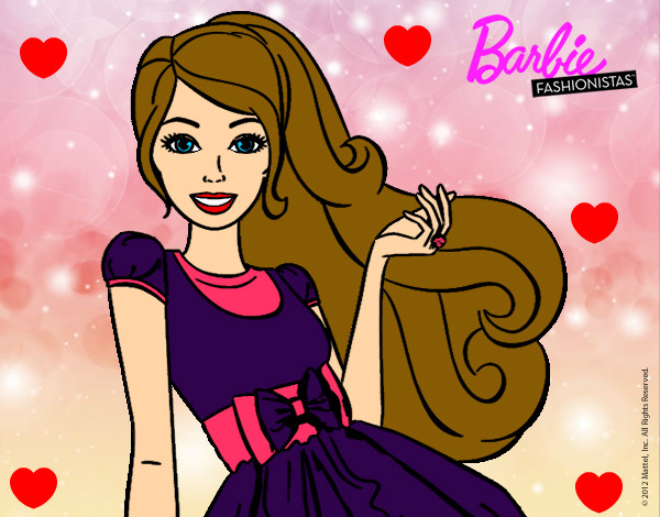 Dibujo Barbie con su vestido con lazo pintado por fisgona12