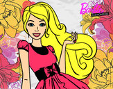 Dibujo Barbie con su vestido con lazo pintado por lareina