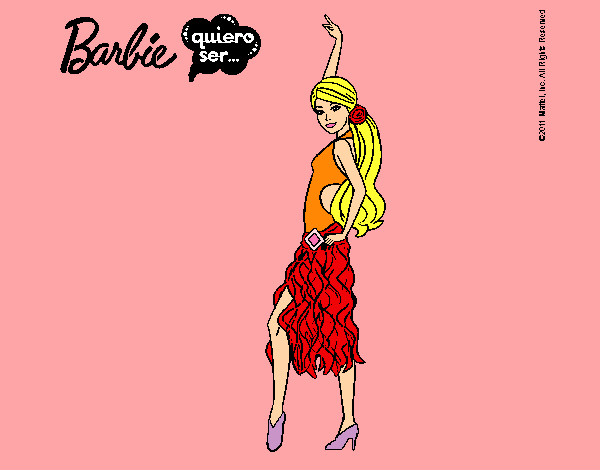 Dibujo Barbie flamenca pintado por MeliBarbie