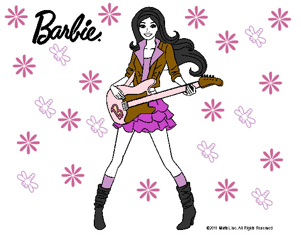 Dibujo Barbie guitarrista pintado por kriistiina