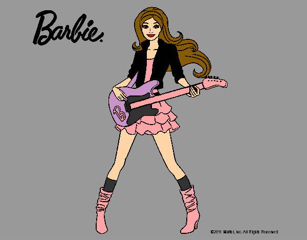 Dibujo Barbie guitarrista pintado por MeliBarbie