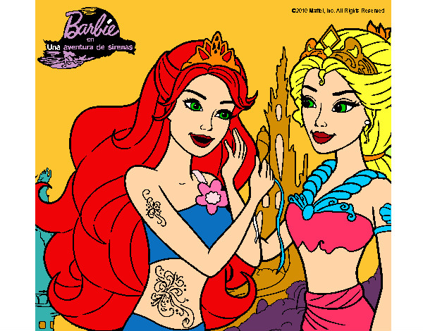 Dibujo Barbie se despiede de la reina sirena pintado por pamelitaaa