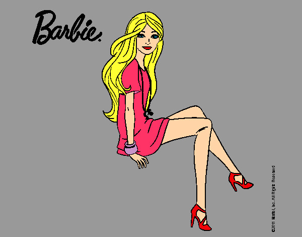 Dibujo Barbie sentada pintado por MeliBarbie