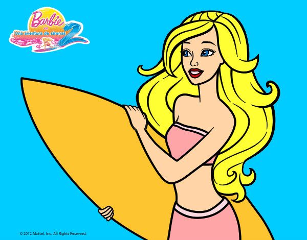 Dibujo Barbie va a surfear pintado por lisalexsta