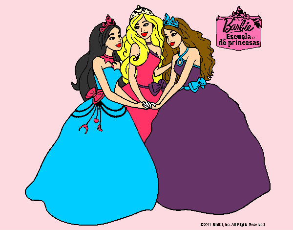 Dibujo Barbie y sus amigas princesas pintado por MeliBarbie