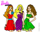 Dibujo Barbie y sus amigas vestidas de fiesta pintado por Andrea_San