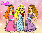 Dibujo Barbie y sus amigas vestidas de fiesta pintado por lisalexsta