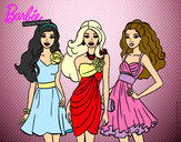 Dibujo Barbie y sus amigas vestidas de fiesta pintado por nataliaTV