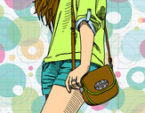 Dibujo Chica con bolso pintado por aerenlove