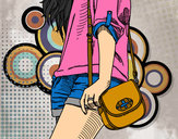 Dibujo Chica con bolso pintado por amaz1