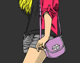Dibujo Chica con bolso pintado por carol88888