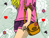Dibujo Chica con bolso pintado por monimarcel