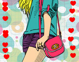 Dibujo Chica con bolso pintado por Rochi12