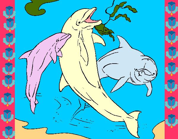 Dibujo Delfines jugando pintado por nataliaTV