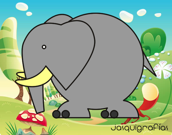 Dibujo Elefante grande pintado por Melisa