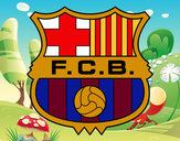 Dibujo Escudo del F.C. Barcelona pintado por escorpio