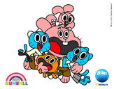 Dibujo Gumball y amigos contentos pintado por usuar