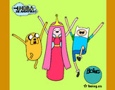 Dibujo Jake, Princesa Chicle y Finn pintado por Benjimonxi