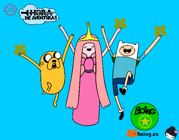 Dibujo Jake, Princesa Chicle y Finn pintado por mickyhyuga