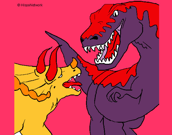 Dibujo Lucha de dinosaurios pintado por serjios