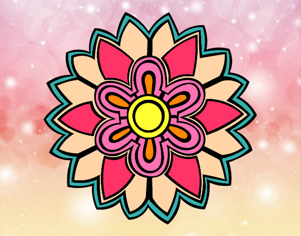 Dibujo Mándala con forma de flor weiss pintado por erikat