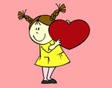 Dibujo Niña con corazón pintado por Beleem