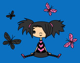 Dibujo Niña con mariposas pintado por hadas