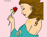 Dibujo Princesa con una rosa pintado por poly-