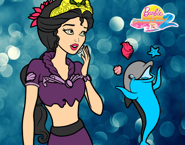 Dibujo Sirena con delfín pintado por Beleem