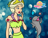 Dibujo Sirena con delfín pintado por lisalexsta