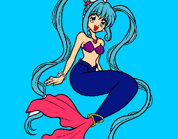 Dibujo Sirena con perlas pintado por kitamy