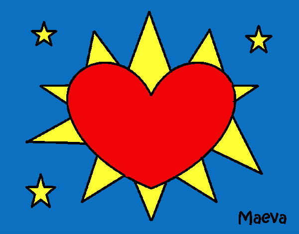 Dibujo Sol en forma de corazón pintado por franciely