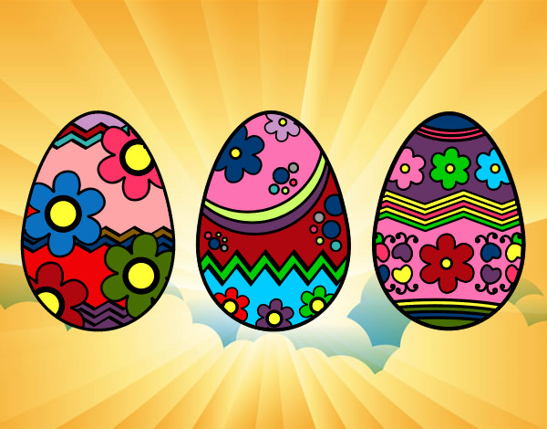 Dibujo Tres huevos de pascua pintado por Beleem