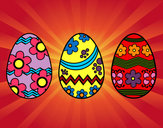 Dibujo Tres huevos de pascua pintado por rosariodia