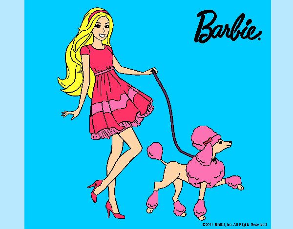 Dibujo Barbie paseando a su mascota pintado por rinni18