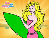Dibujo Barbie va a surfear pintado por melanieq